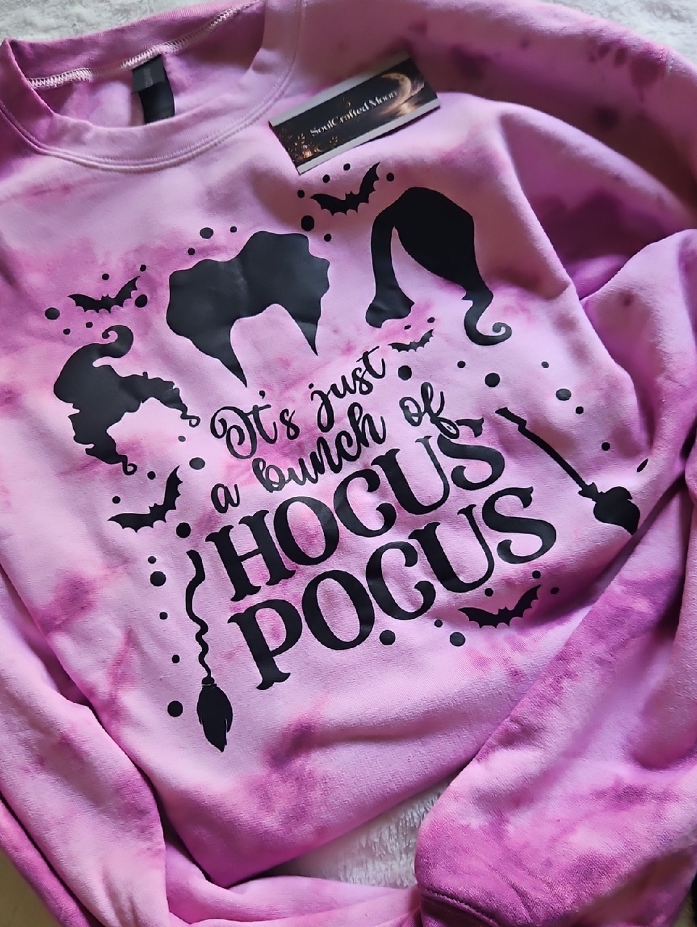 Gildan Pink Tie-Dye "It's Just a Bunch of Hocus Pocus" Sweatshirt